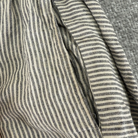 Lisa Bayne Pull On Striped Straight Leg Pants Womens S Gray Tan Mid Rise Linen - Picture 7 of 14